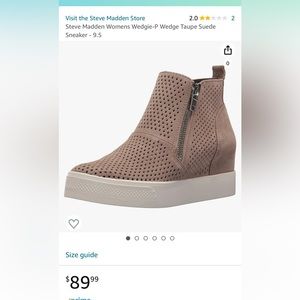 Steve Madden Womens Wedgie-P Wedge Taupe Suede Sneaker size 10
